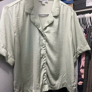 Light Green Button-Up Sleep Blouse
